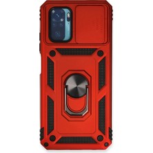 Fun And Market Buğz Xiaomi Redmi Note 10 Kılıf Pars Lens Yüzüklü Silikon - Kırmızı