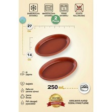 PremiumPort Doğal Sırlı Toprak Güveç Tava Oval Kayık Sunum Seti (2'li, 27X12 Cm)