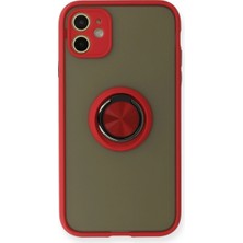 Fun And Market Buğz Iphone 11 Kılıf Montreal Yüzüklü Silikon Kapak - Kırmızı