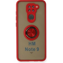 Fun And Market Buğz Xiaomi Redmi Note 9 Kılıf Montreal Yüzüklü Silikon Kapak - Kırmızı