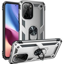 Fun And Market Buğz Xiaomi Poco F3 Kılıf Sofya Yüzüklü Silikon Kapak - Gümüş