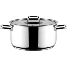 PremiumPort Derin Tencere 28 Cm, Metal Kulp ve Cam Kapak, Dayanıklı ve Şık Tasarım