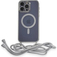 Fun And Market Buğz Iphone 12 Pro Max Kılıf Divo Lazer Askılı Magsafe Kapak - Gümüş