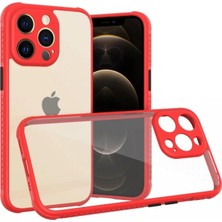 Herşey Trend Herşeytrend Apple Iphone 13 Pro Kılıf Miami Şeffaf Silikon - Kırmızı