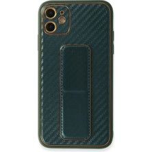 Fun And Market Buğz Iphone 12 Kılıf Coco Karbon Standlı Kapak - Yeşil