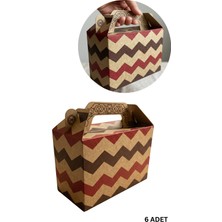 Roco Paper Co. Tutmalı Zigzag Desenli Kraft Hediye Kutusu, Nikah-Doğum Günü, Butik Kutusu, 6’lı Set, 11X16X8 cm