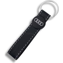 MOZOKO Yüksek Kaliteli Audi Logolu Siyah Deri Şık Hediyelik Araç Anahtarlığı