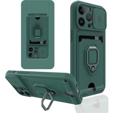 Herşey Trend Herşeytrend Apple Iphone 13 Pro Kılıf Zuma Kartvizitli Yüzüklü Silikon - Yeşil