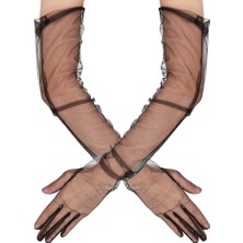 Die Grup  Uzun Boy Likralı Siyah Renk Yetişkin Mega Tül Eldiven 53 cm