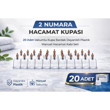 TeknoKapsül 2 Numara Hacamat Kupası 20 Adet Vakumlu Kupa Bardak Dayanıklı Plastik Manuel Hacamat Kabı