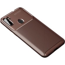 Herşey Trend Herşeytrend Samsung Galaxy A11 Kılıf Auto Focus Karbon Kapak - Kahverengi