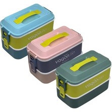  vagon beslenme kutusu lunch box paslanmaz çelik 2 katlı 2000 ml 6744 (karışık renk 1 adet)