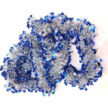 Die Grup  Mavi Gümüş Renk 4 cm Genişlik Garland Çift Renk Sim Süs 180 cm