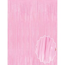 Die Grup  Soft Pembe Püsküllü Kapı Perdesi - Parti, Baby Shower, Cinsiyet Partisi 1x2 M