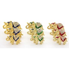 Die Grup  Swarovski Taşlı 3'lü Fil Figürü Model 1