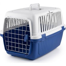 Ege Yeli Taşınabilir Kedi ve Köpek Taşıma Çantası Orta Boy - Mavi/beyaz
