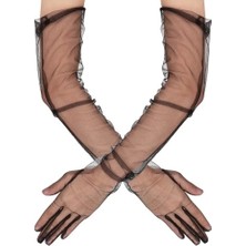 Die Grup  Uzun Boy Likralı Siyah Yetişkin Mega Tül Eldiven