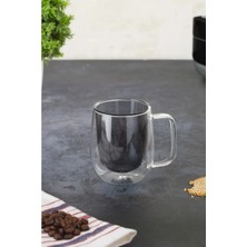 Die Grup  Çift Cidarlı Cam Kupa Gri Renk