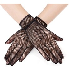 Die Grup  Siyah Renk Likralı File Eldiven Parmaklı Örgü Eldiven Yetişkin Boy