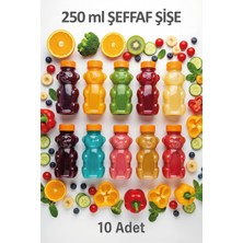 PremiumPort 10'lu Turuncu Kapaklı Ayıcık Şişe Seti, Eğlenceli Çocuk Meyve Suyu Şişesi