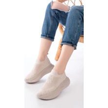 Aymood DM-707  Bej Fileli Faillant Taban Taş Aksesuarlı Günlük Spor Ayakkabı