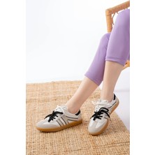 Aymood M-6005 Beyaz Garni  Bağcıklı Termo Taban Günlük Kadın Spor