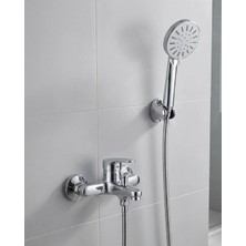 Die Grup  4 Kademeli Krem Duş Seti El Duşu Başlığı Spiral Hortum ve Duvar Askısı