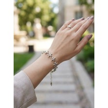 Museum Of You Gümüş Renk Bileklik T-Bar Detaylı Modern Halka TASARIM,14K Altın Kaplama Renk Xuping Kararmaz