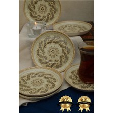 Heda Porselen Efes 6 Adet 12CM Porselen Çay Tabağı Kırık Beyaz