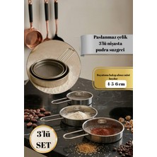 PremiumPort Paslanmaz Çelik Mini Süzgeç Seti 4-5-6 Cm, Pudra ve Kakao Unu Için