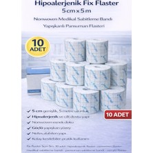 TeknoKapsül Hipoalerjenik Fix Flaster 5 cm x 5 M 10 Adet Nonwoven Sabitleme Bandı Yapışkanlı Pansuman F