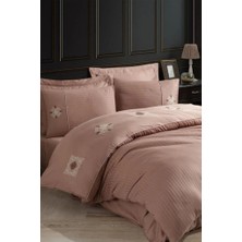 TeknoKapsül Elegant Nakışlı Pamuk Saten Çift Kişilik Nev Takımı Zeugma Kahve