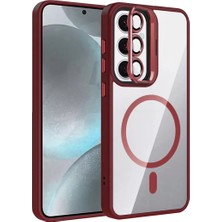 TeknoKapsül Galaxy S25 Remim Lensli Magsafe Standlı Kapak - Bordo