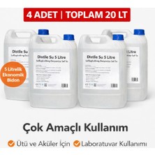 TeknoKapsül 4 Adet Distile Su 5 Litre Toplam 20 Litre Saflaştırılmış Deiyonize Saf Su Çok Amaçlı Kullanım