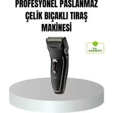 TeknoKapsül Profesyonel Şarjlı Saç Sakal Tıraş Makinesi – Çelik Bıçaklı, Ayarlanabilir Başlıklı, Kablosuz