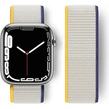 TeknoKapsül Watch 38MM Hasırlı Cırtcırtlı Kordon - Sarı-Beyaz