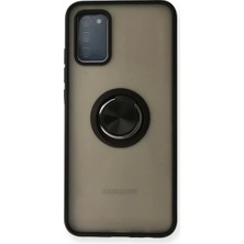 TeknoKapsül Galaxy A02S Kılıf Montreal Yüzüklü Silikon Kapak - Siyah