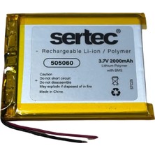 TeknoKapsül Sertec 505060 3.7V 2000 Mah Li-Polymer Pil (DEVRELI/1.5A)