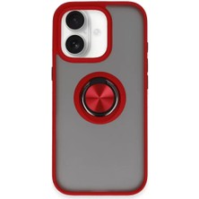 TeknoKapsül Iphone 16 Kılıf Montreal Yüzüklü Silikon Kapak - Kırmızı
