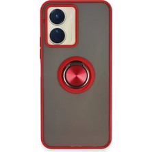 TeknoKapsül Y16 Kılıf Montreal Yüzüklü Silikon Kapak - Kırmızı