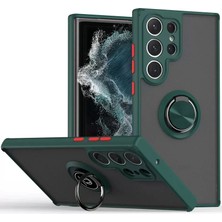 TeknoKapsül Galaxy S25 Kılıf Montreal Yüzüklü Silikon Kapak - Yeşil