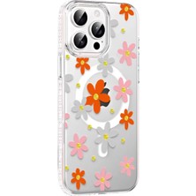 TeknoKapsül Iphone 15 Floral Magsafe Kapak - Turuncu