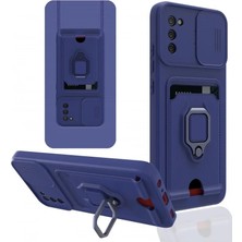 TeknoKapsül Galaxy A03S Kılıf Zuma Kartvizitli Yüzüklü - Lacivert