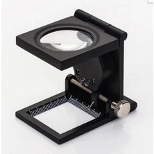 TeknoKapsül -28X28 mm Katlanır Sayaçlı Metal Lüp, 2 LED Işıklı Büyüteç Tekstil TH9005A
