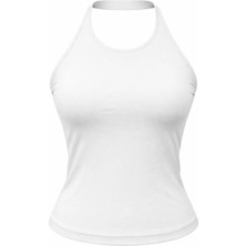 Mixray 2081 Kadın Halter Yaka Sırt Dekolteli Atlet Bluz Beyaz