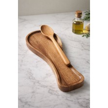 Morponi Tezgah Üstü Akasya Kirli Kaşık Altlığı Kirli Kaşıklık Kepçe Altlığı Kahverengi