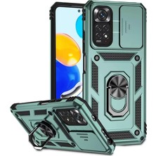 TeknoKapsül Redmi Note 11 Kılıf Pars Lens Yüzüklü Silikon - Yeşil
