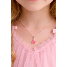 Miraç Gümüş Takı Atölyem 925 Ayar Gümüş Mineli Çiçek Detaylı Kız Çocuk Kolye