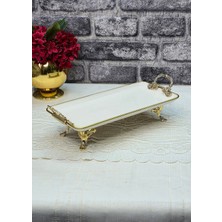 SEÇKİNEV Pisa Metal 4 Ayaklı Kulplu, Eskitme&gold Detaylı Güral Porselen 33*15CM