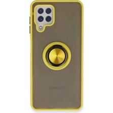 TeknoKapsül Galaxy A22 Kılıf Montreal Yüzüklü Silikon Kapak - Sarı
